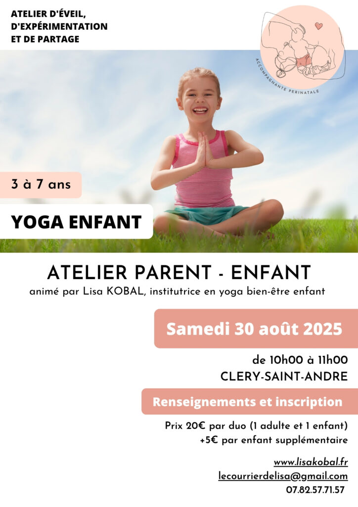 Atelier yoga parents-enfants animé par Lisa Kobal le samedi 30 août 2025 à 10h sur Cléry-St-André